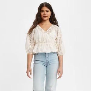 LEVI’S DELILAH WRAP PUFF SLEEVE TOP